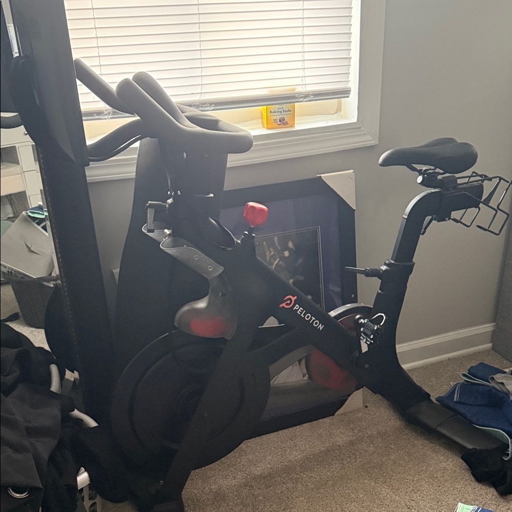 Peloton Bike with Black Frame and Red Details